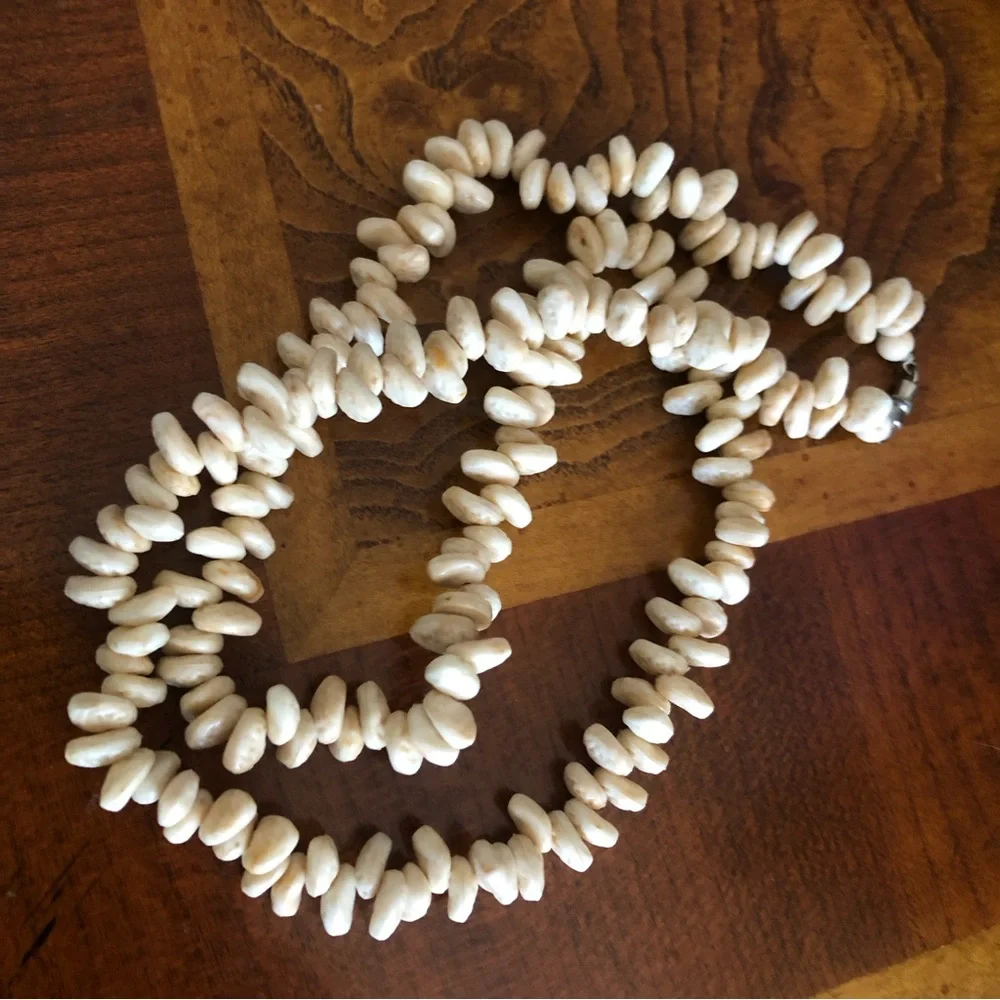 Vintage boho Scolecite beaded necklace